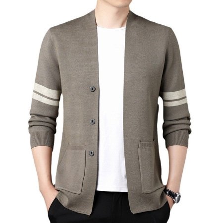 Мужская тонкая кардиган-жакет в полоску изображение