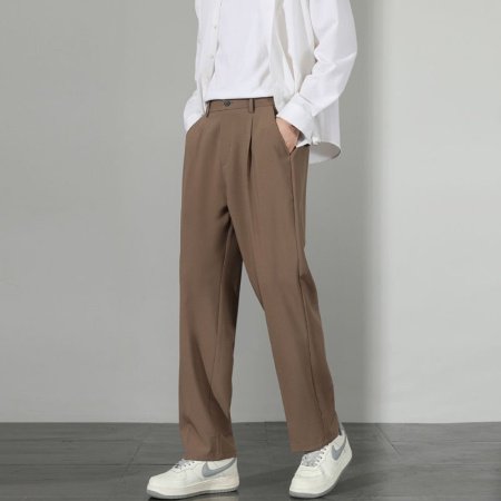 Летние мужские брюки прямого кроя с широкими штанинами фотография