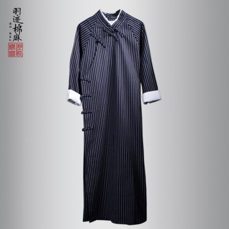 Китайский стиль мужской халат в стиле Республики с высоким воротником фото