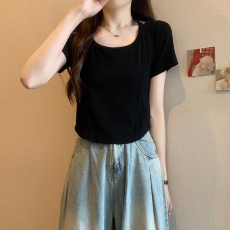 Футболка с коротким рукавом 2024 лето женская фото