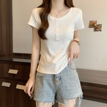 Футболка с коротким рукавом 2024 лето женская фото