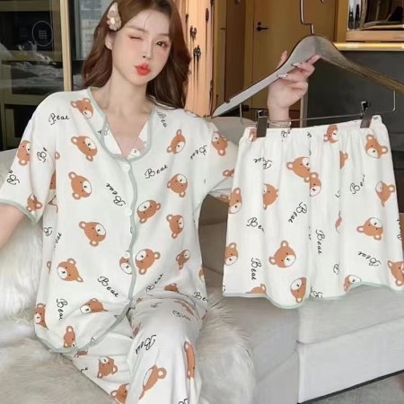 Летний женский пижамный комплект из молочного шелка фотография