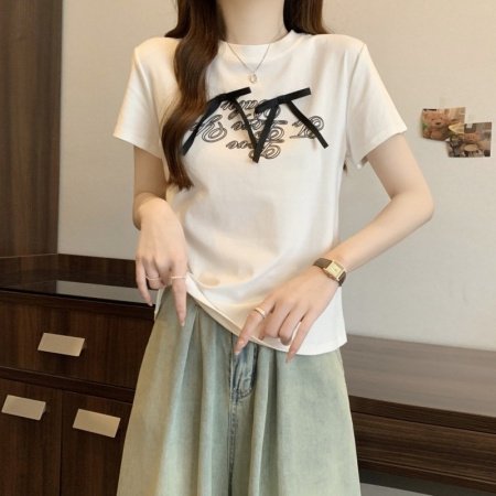 Футболка с коротким рукавом 2024 лето женская фото