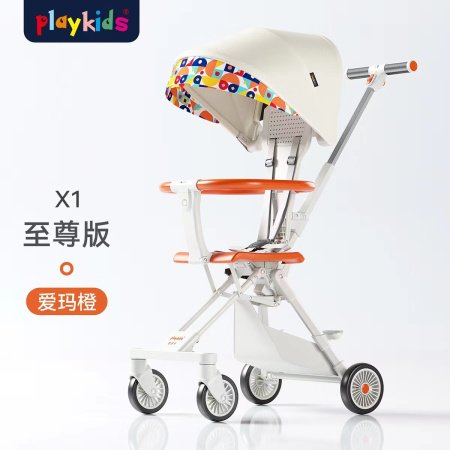 Playkids普洛可遛娃婴幼儿可躺可换向高景观轻便推车一键折叠X6X7 фотография