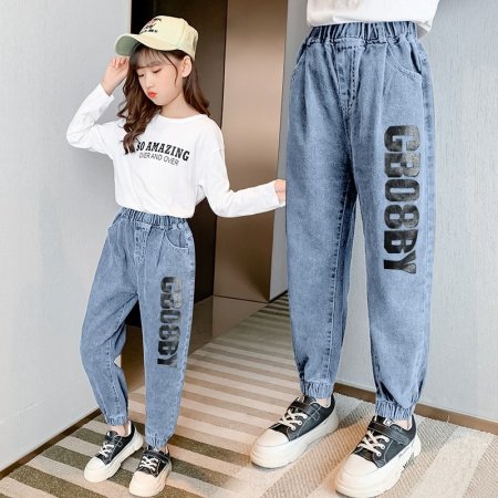 Детские джинсы с широкими штанинами фото