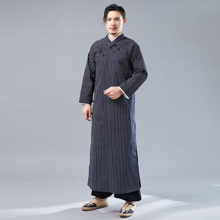 Китайский стиль мужской халат в стиле Республики с высоким воротником фото