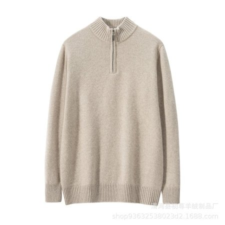 Мужской свитер из кашемира с полувысоким воротником и молнией 2024 осень-зима изображение
