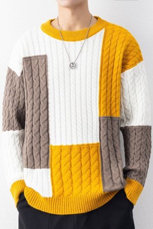 Мужской свитер с высоким воротником и свободным кроем изображение