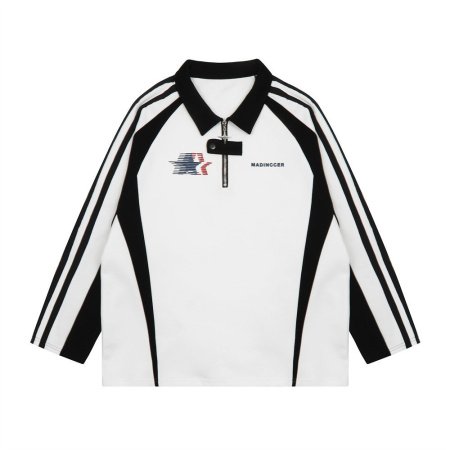 Мужская спортивная толстовка с воротником поло и контрастными вставками фотография