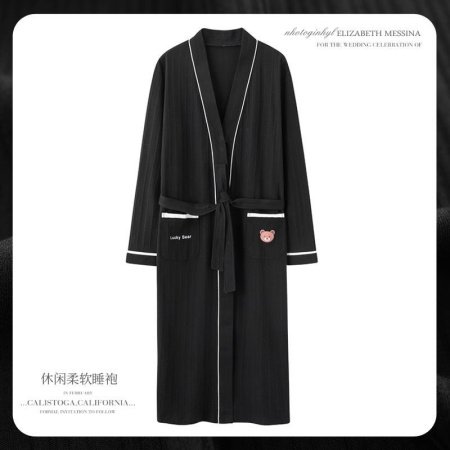 Мужской халат из чистого хлопка с коротким рукавом фото