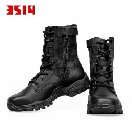 Черные ботинки из кожи с боковой молнией фото