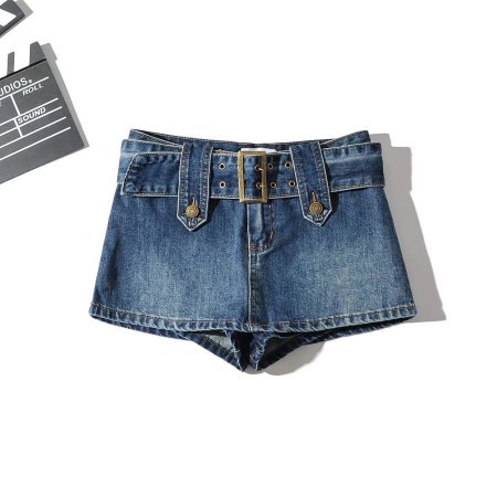 Юбка-мини с высокой талией и поясом в стиле хайсайда фото