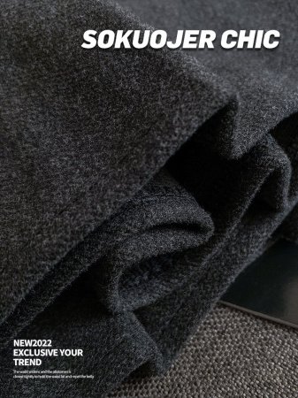 Женская юбка-плиссировка осенне-зимняя новинка из плотной шерсти с высокой посадкой, черного цвета, подчеркивающая стройность, большой размер A-силуэт фотография