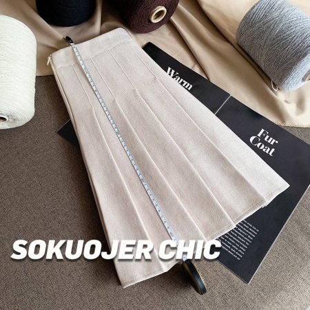 Женская юбка-плиссировка осенне-зимняя новинка из плотной шерсти с высокой посадкой, черного цвета, подчеркивающая стройность, большой размер A-силуэт фотография