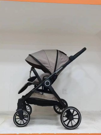 Детская коляска с высоким видом, двусторонняя, складная, лежа или сидя, цвет на выбор фотография