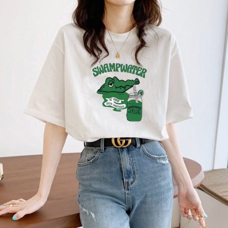 Летняя футболка из чистого хлопка с дизайном и принтом 2023 изображение