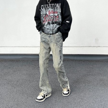 Мужские джинсы в стиле ретро с облегающими штанинами изображение