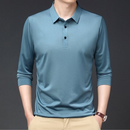 Мужская футболка с длинным рукавом и воротником Polo изображение