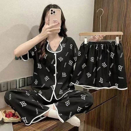 Летний женский пижамный комплект из молочного шелка фотография