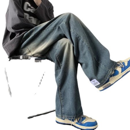 Мужские джинсы в стиле ретро с широкими брючинами 2024 весна-осень изображение