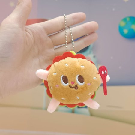 Мягкая игрушка-брелок для ключей Любимый бургер и картофель фри изображение