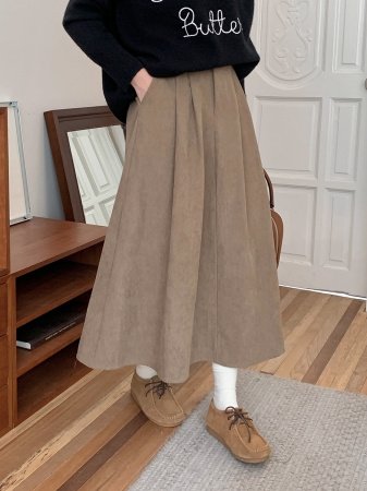 Женская длинная юбка с высокой талией и резинкой фотография