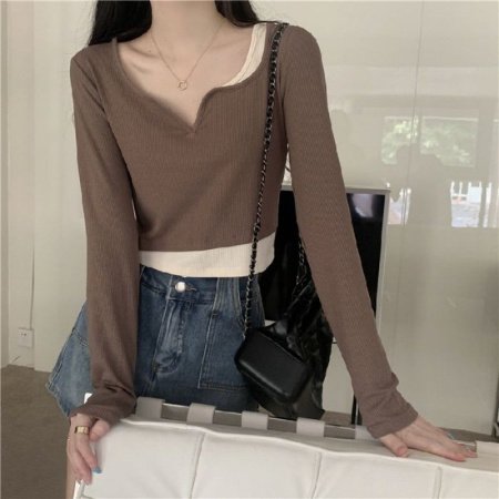 Женская футболка с длинным рукавом в ретро стиле фотография