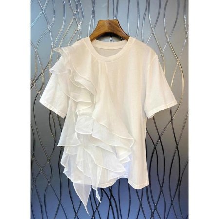 Женская футболка с широкими короткими рукавами и сетчатыми вставками фотография