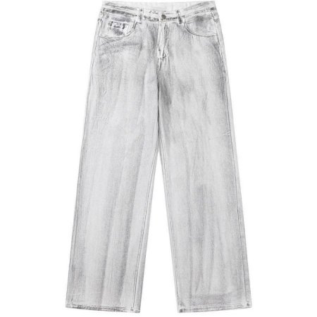 Белые джинсы с выцветанием и потертостями изображение