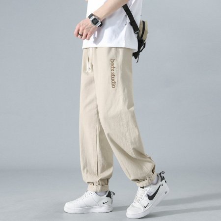 Летние мужские брюки с прямым кроем и американской вышивкой изображение