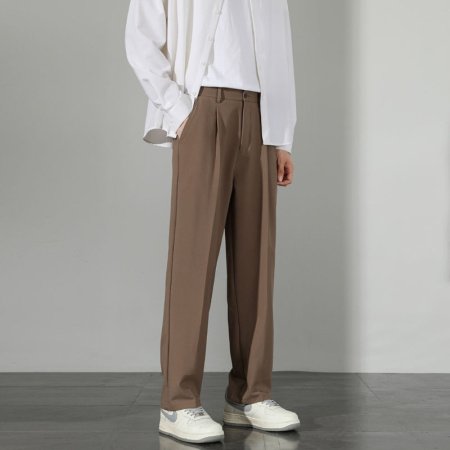 Летние мужские брюки прямого кроя с широкими штанинами фотография