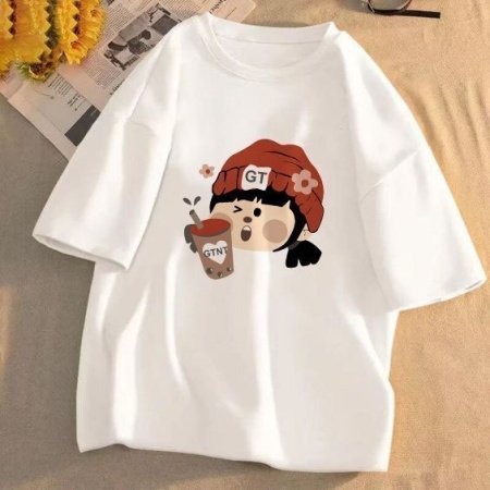 Футболка из чистого хлопка с коротким рукавом и круглым вырезом изображение