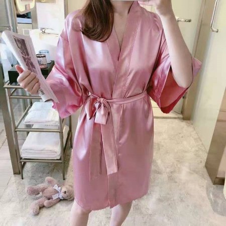 Халат для сна плюс-сайз лето 2023 в стиле бойфренд с длинным рукавом, однотонный, длинный, свободный крой, для отелей, до 200 фунтов изображение