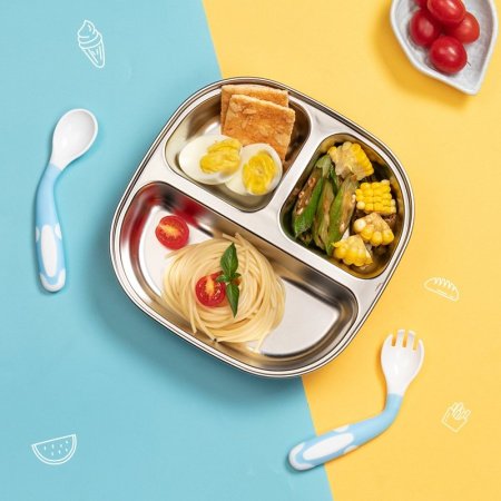 Детская посуда из нержавеющей стали фотография